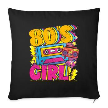 Women 80s girl 80s Themes Party Vintage 1980s - Sofa pillowcase 17,3'' x 17,3'' (45 x 45 cm) - black - Front