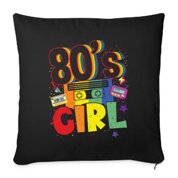 Women 80s girl 80s Themes Party Vintage 1980s - Sofa pillowcase 17,3'' x 17,3'' (45 x 45 cm) - black - Front