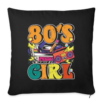 Women 80s girl 80s Themes Party Vintage 1980s - Sofa pillowcase 17,3'' x 17,3'' (45 x 45 cm) - black - Front