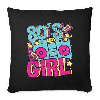 Women 80s girl 80s Themes Party Vintage 1980s - Sofa pillowcase 17,3'' x 17,3'' (45 x 45 cm) - black - Front