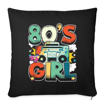 Women 80s girl 80s Themes Party Vintage 1980s - Sofa pillowcase 17,3'' x 17,3'' (45 x 45 cm) - black - Front
