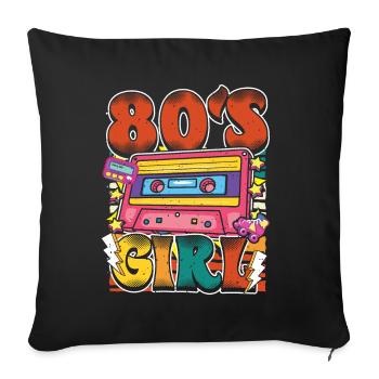 Women 80s girl 80s Themes Party Vintage 1980s - Sofa pillowcase 17,3'' x 17,3'' (45 x 45 cm) - black - Front