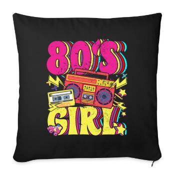 Women 80s girl 80s Themes Party Vintage 1980s - Sofa pillowcase 17,3'' x 17,3'' (45 x 45 cm) - black - Front