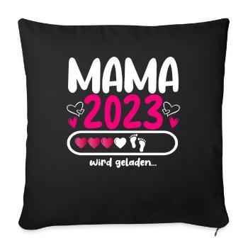 Mama 2023 Mutter werden in Schwangerschaft Baby - Sofakissenbezug 45 x 45 cm - Schwarz - Vorne