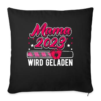Mama 2023 Mutter werden in Schwangerschaft Baby - Sofakissenbezug 45 x 45 cm - Schwarz - Vorne