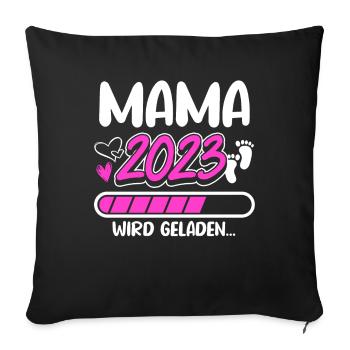 Mama 2023 Mutter werden in Schwangerschaft Baby - Sofakissenbezug 45 x 45 cm - Schwarz - Vorne
