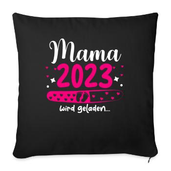 Mama 2023 Mutter werden in Schwangerschaft Baby - Sofakissenbezug 45 x 45 cm - Schwarz - Vorne