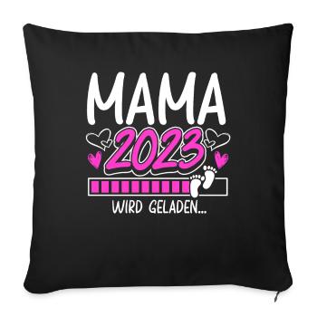 Mama 2023 Mutter werden in Schwangerschaft Baby - Sofakissenbezug 45 x 45 cm - Schwarz - Vorne