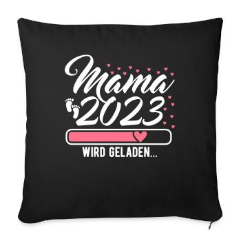 Mama 2023 Mutter werden in Schwangerschaft Baby - Sofakissenbezug 45 x 45 cm - Schwarz - Vorne