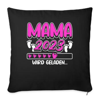 Mama 2023 Mutter werden in Schwangerschaft Baby - Sofakissenbezug 45 x 45 cm - Schwarz - Vorne