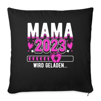 Mama 2023 Mutter werden in Schwangerschaft Baby - Sofakissenbezug 45 x 45 cm - Schwarz - Vorne
