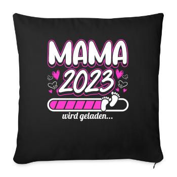 Mama 2023 Mutter werden in Schwangerschaft Baby - Sofakissenbezug 45 x 45 cm - Schwarz - Vorne