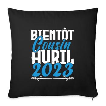 Annonce grossesse. bientôt Cousin Avril 2023. - Housse de coussin décorative 45 x 45 cm - noir - Devant