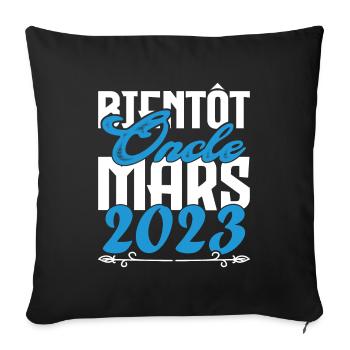 Cadeau Annonce grossesse. bientôt Oncle Mars 2023. - Housse de coussin décorative 45 x 45 cm - noir - Devant