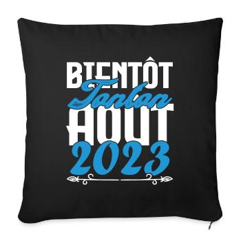 Cadeau Annonce grossesse bientôt Tonton Aout 2023. - Housse de coussin décorative 45 x 45 cm - noir - Devant