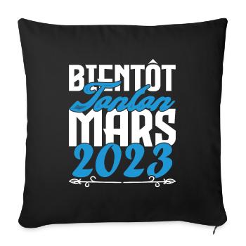 Cadeau Annonce grossesse bientôt Tonton Mars 2023 - Housse de coussin décorative 45 x 45 cm - noir - Devant