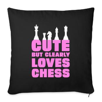 Mignon, mais aime clairement les échecs - Housse de coussin décorative 45 x 45 cm - noir - Devant