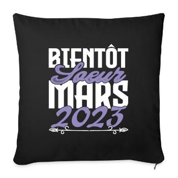 Annonce grossesse. bientôt Sœur Mars 2023.soeur - Housse de coussin décorative 45 x 45 cm - noir - Devant