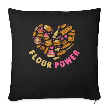 Flour Power Baking Gift - Sofa pillowcase 17,3'' x 17,3'' (45 x 45 cm) - black - Front