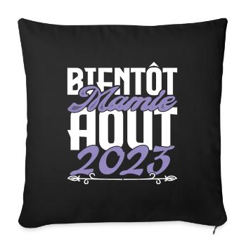 Annonce grossesse. bientôt Mamie Aout 2023. août. - Housse de coussin décorative 45 x 45 cm - noir - Devant
