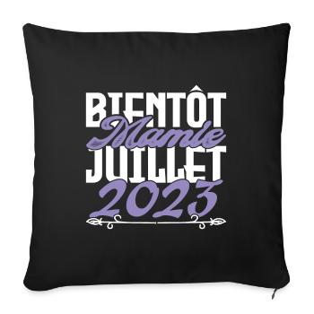 Annonce grossesse. bientôt Mamie Juillet 2023. - Housse de coussin décorative 45 x 45 cm - noir - Devant