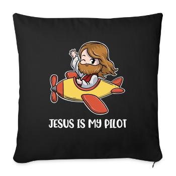Jesus Is My Pilot Pilot Gift - Sofa pillowcase 17,3'' x 17,3'' (45 x 45 cm) - black - Front