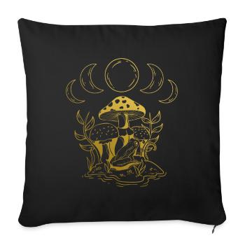 Aesthetic Goblincore and Dark Cottagecore Mushroom - Sofa pillowcase 17,3'' x 17,3'' (45 x 45 cm) - black - Front