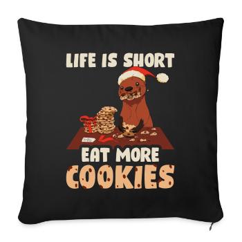La vie est courte Mangez plus de biscuits Cookie Gift - Housse de coussin décorative 45 x 45 cm - noir - Devant