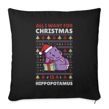 Xmas Hippo Hässlicher Weihnachtspulli Geschenk - Sofakissenbezug 45 x 45 cm - Schwarz - Vorne