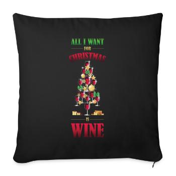 Christmas Wine Weihnachtsessen Geschenk - Sofakissenbezug 45 x 45 cm - Schwarz - Vorne