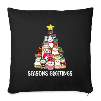 Seasons Greetings Christmas Dinner Gift - Sofa pillowcase 17,3'' x 17,3'' (45 x 45 cm) - black - Front