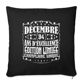 Décembre 34 ans ,Idée Cadeau anniversaire - Housse de coussin décorative 45 x 45 cm - noir - Devant