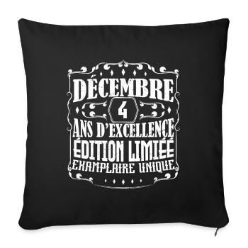 Décembre 4 ans ,Idée Cadeau anniversaire - Housse de coussin décorative 45 x 45 cm - noir - Devant