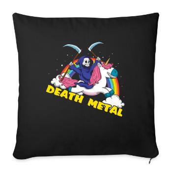 Skeleton Unicorn Rainbow Metal Music Lover - Housse de coussin décorative 45 x 45 cm - noir - Devant