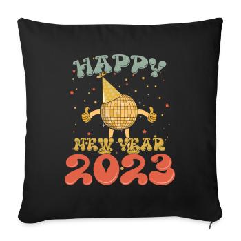 Groovy New Year Happy New Year 2023 Hello 2023 - Sofakissenbezug 45 x 45 cm - Schwarz - Vorne