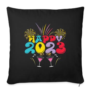 Rétro Nouvel An 2023 Bonjour 2023 Groovy Nouvel An - Housse de coussin décorative 45 x 45 cm - noir - Devant