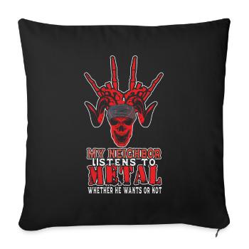 Scary Skeleton Bone Neighbor écoute Metal Love - Housse de coussin décorative 45 x 45 cm - noir - Devant