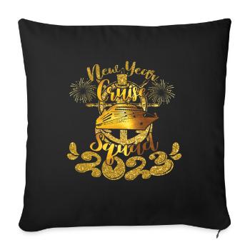 Bonne année 2023 Bonjour Croisière du Nouvel An 2023 - Housse de coussin décorative 45 x 45 cm - noir - Devant