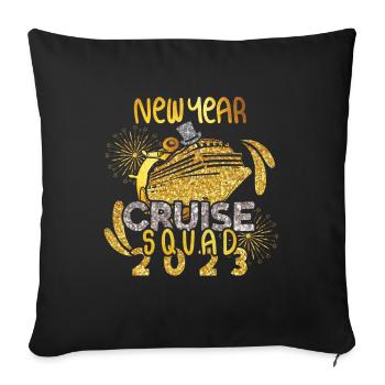 Bateau Nouvel An 2023 Bonjour 2023 Croisière du Nouvel An - Housse de coussin décorative 45 x 45 cm - noir - Devant