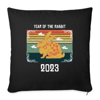 Vintage Chinese New Year Rabbit 2023 New Year - Sofakissenbezug 45 x 45 cm - Schwarz - Vorne
