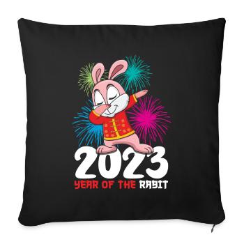 Rabbit Dabbing Chinese New Year 2023 New Year - Sofakissenbezug 45 x 45 cm - Schwarz - Vorne