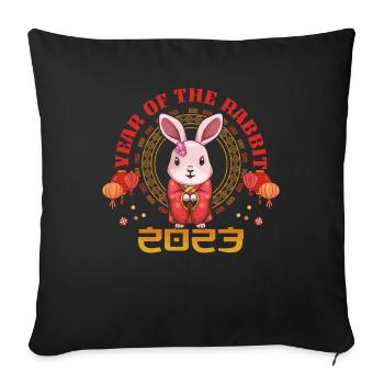 Chinese New Year Kawaii Rabbit New Year 2023 - Sofakissenbezug 45 x 45 cm - Schwarz - Vorne