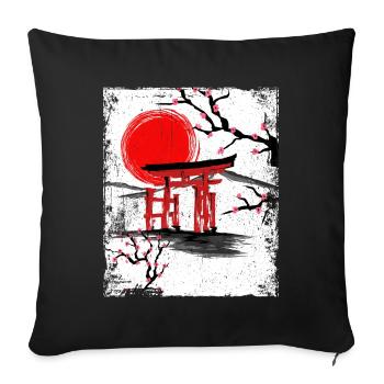 Haruno Japanese Cherry Blossom Illustration Japan - Sofa pillowcase 17,3'' x 17,3'' (45 x 45 cm) - black - Front