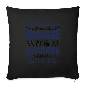 c'est compliqué être un Bogosse et un Qualiticien. - Housse de coussin décorative 45 x 45 cm - noir - Devant