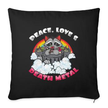Racoon Love Peace Metal Music Heavy Rock - Housse de coussin décorative 45 x 45 cm - noir - Devant