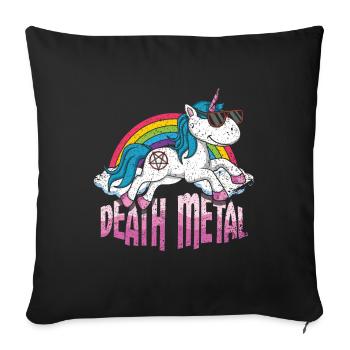 Rainbow Unicorn Love Metal Music Heavy Rocker - Housse de coussin décorative 45 x 45 cm - noir - Devant