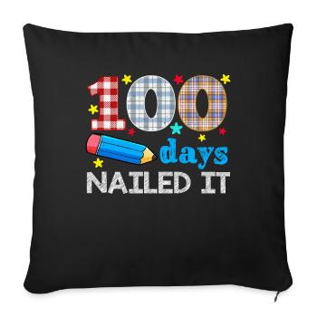 Plaid 100e jour cloué 100 jours d’école - Housse de coussin décorative 45 x 45 cm - noir - Devant