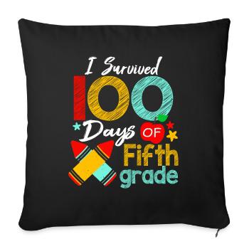 Les couleurs ont survécu à 100 jours d’école en 5e année - Housse de coussin décorative 45 x 45 cm - noir - Devant