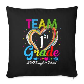 Équipe de 100e jour Équipe de 1re année 100 jours d’école - Housse de coussin décorative 45 x 45 cm - noir - Devant