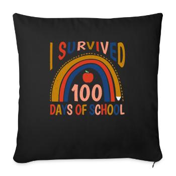 Rainbow 100th Day Survived 100 Days Of School - Sofa pillowcase 17,3'' x 17,3'' (45 x 45 cm) - black - Front